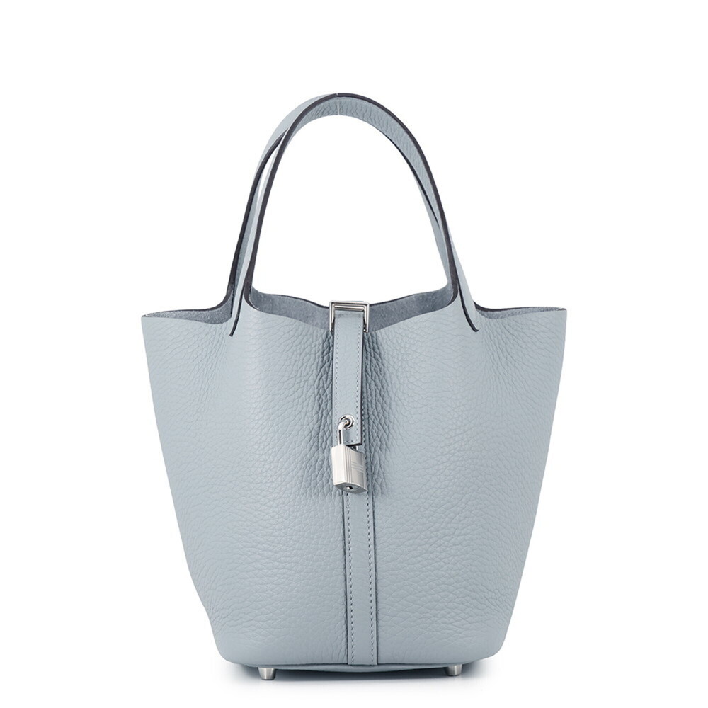 Hermes Picotin Lock PM Handbag, Gris Pantin, Taurillon Clemence Leather, G St...